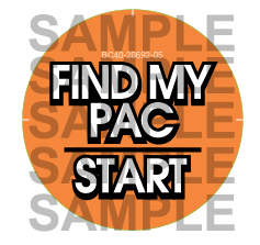 BC40-20692-05 - "FIND MY PAC/START" BUTTON DECAL ORANGE : 